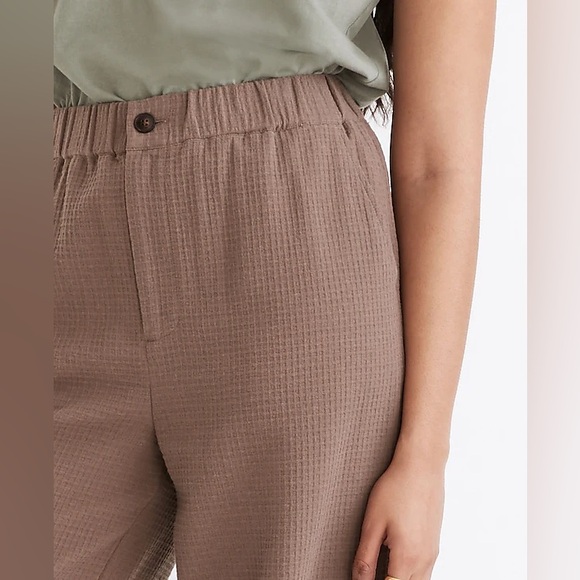 Madewell Waffle Pull-On High-Rise Straight Pants Castle Rock Brown Size Medium - Picture 4 of 7